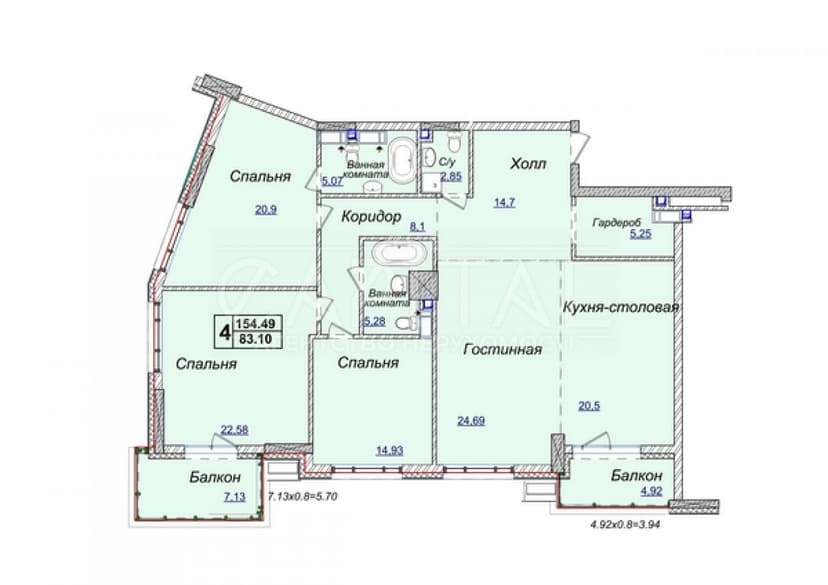 Продаж 4 кімн. квартира, Андрія Верхогляда, ID: 315917349239