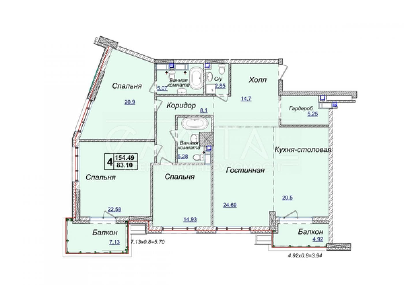 Продаж 4 кімн. квартира, Андрія Верхогляда, ID: 315917349239